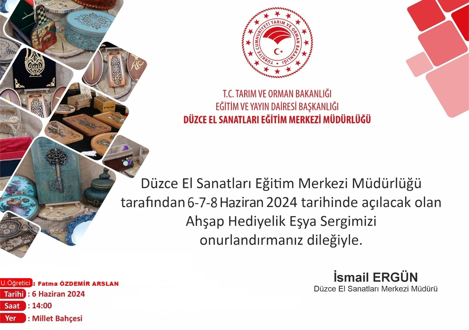 6-7-8 Haziran 2024 Tarihleri Arası Ahşap Hediyelik Eşya Sergisi